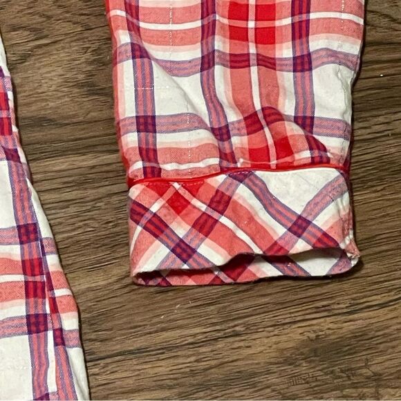 Victoria’s Secret Plaid Button Down Pajama Shirt Red Purple White Size Small - Picture 6 of 14